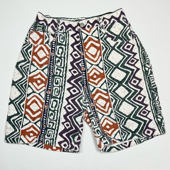 Vintage Printed Denim High Waisted Colorful Funky Mom Shorts Size 9/ 10 - Picture 1 of 8